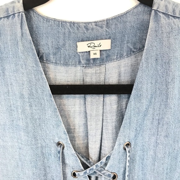 Rails XS Alicia Denim Chambray Tassel Shift Dress - Picture 8 of 8